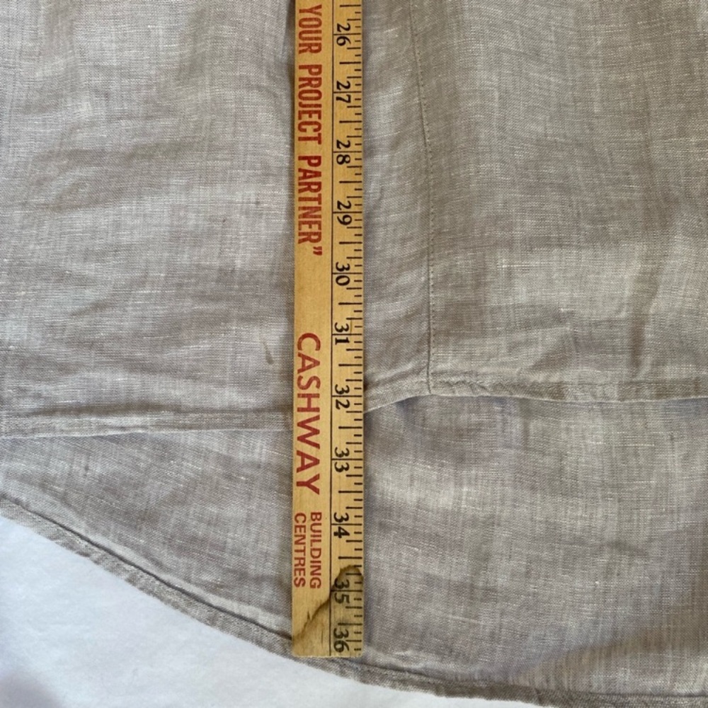 Women's Grey 100% Linen Dress MD Popover Lagenlook 3/4 Sleeve Coastal Grandma - Picture 13 of 13